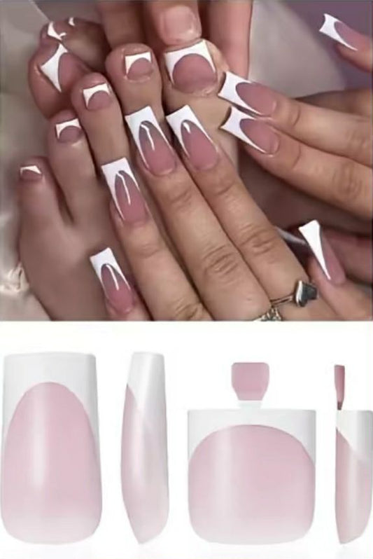 60Pcs White French Tip Press on Nails & Press on Toenails Set